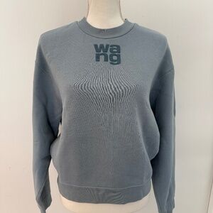 Alexander Wang Puff Logo Pullover Long Sleeve Structured Terry Grey Sweatshirt